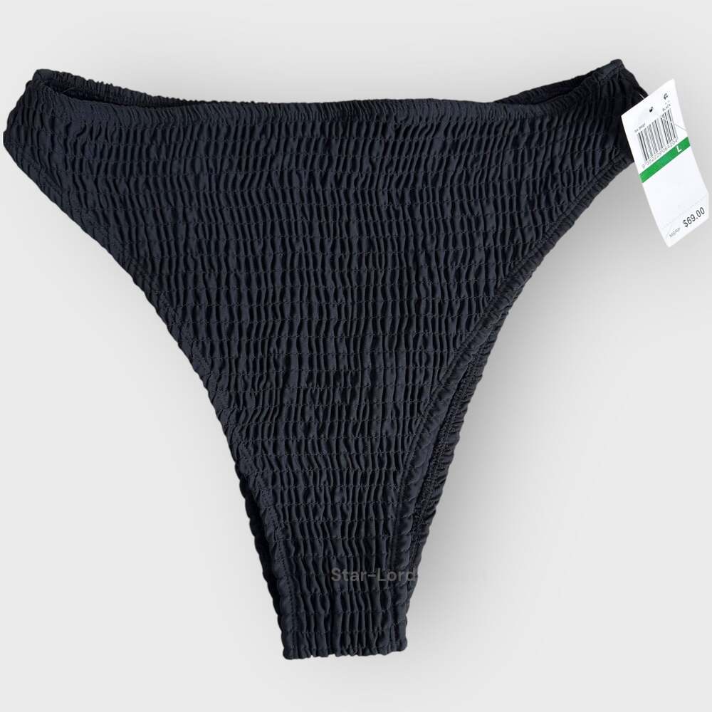 Charlie Holiday Isabella Bikini Bottom | Large | Black High Waisted Crepe
